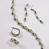 Misty Forest · Green Abyss Collection – Vintage Olive Green Zircon Jewelry (Bracelet & Earrings, Dainty Nature-Inspired Design)