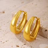 Vintage Geometric Oval Hoop Earrings – Gold-Plated Stainless Steel