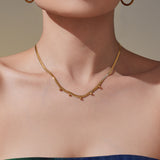 Layered Angel Wing Heart Necklace – 18K Gold-Plated, CZ Pendant with Blade Chain