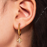 Dainty Angel Pendant Earrings – Sparkling 5A CZ, Eco-Friendly Titanium Steel, Lightweight Hoop Earrings
