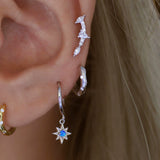 Eight Point Star Opal Hoop