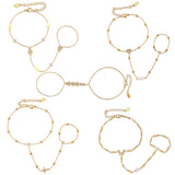 Luxury CZ Hand Chain Bracelet – 18K Gold-Plated Stainless Steel, Elegant Statement Jewelry