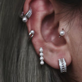 Pearl CZ Vintage Ear Cuff 925 Sterling Silver