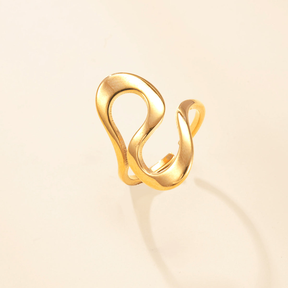 Twisted Open Ring for Women – Stainless Steel Irregular Adjustable Band, Modern Minimalist Titanium Steel Jewelry