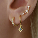 Eight Point Star Opal Hoop