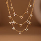 Gold Plated Titanium Necklace & Bracelet with 5A CZ Letter – Personalized Gift Jewelry