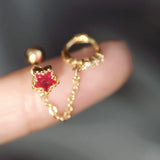 Star Chain Double Piercing Stud