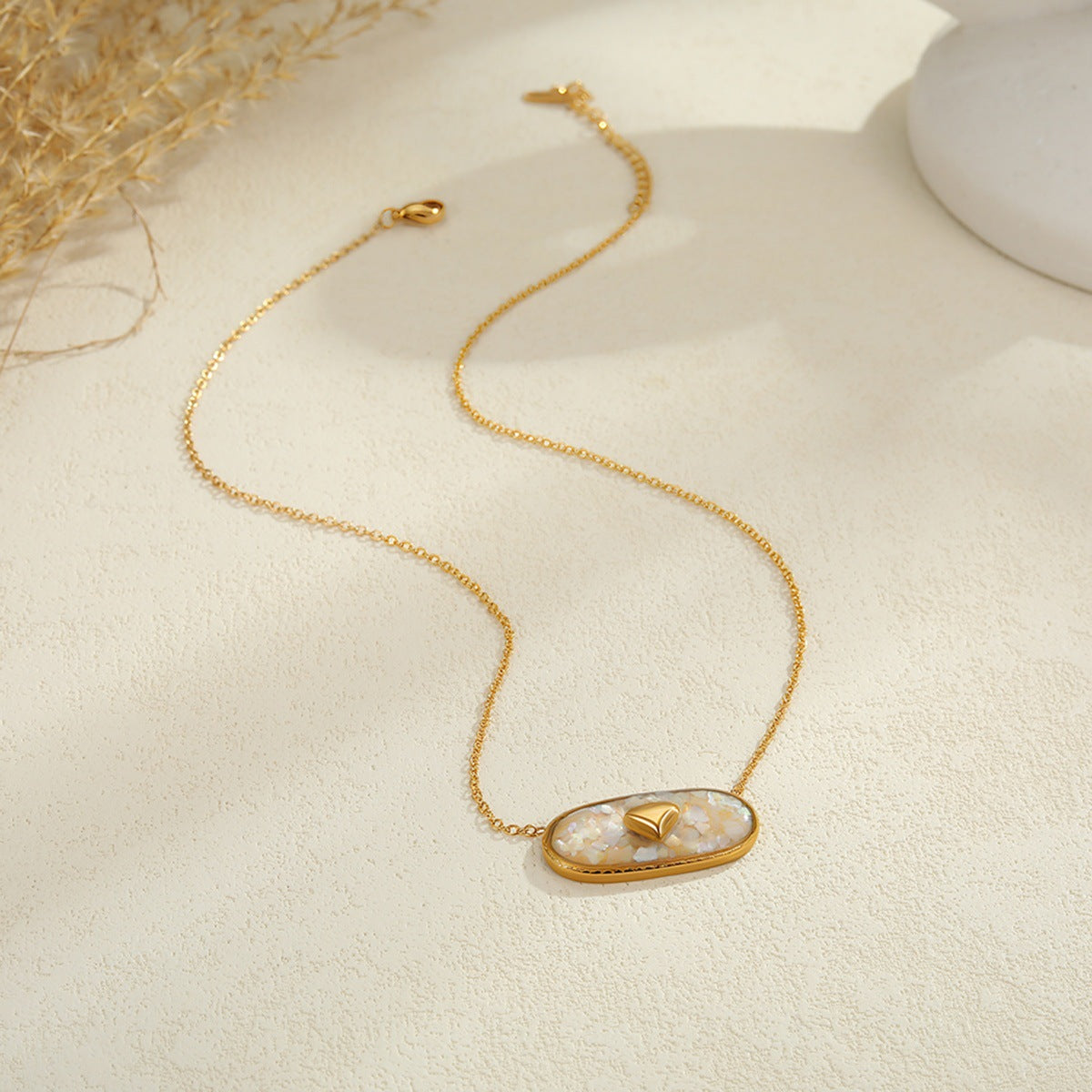 Heart-Shaped Resin Shell Necklace