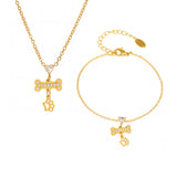 Heart & Bone CZ Pendant Layered Necklace/Bracelet – Stainless Steel, Trendy Minimal Stackable Jewelry