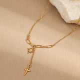 Minimalist Clavicle Necklace with Diamond Star Pendant, Tassel Cross, Eight-Pointed Star Stainless Steel Jewelry
