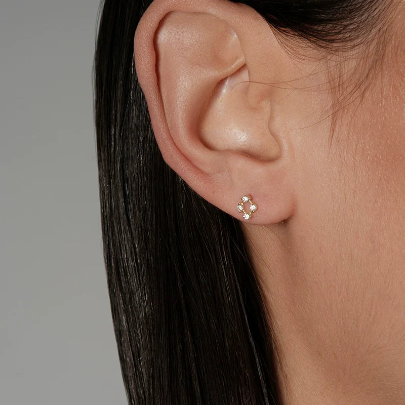 S925 Sterling Silver French Lace Diamond-Shaped Stud Earrings