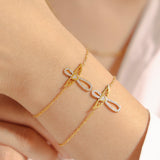 Angel Wings CZ Layered Necklace/Bracelet – Gold-Plated Stainless Steel, Dainty Luxury Jewelry