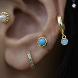 Turquoise Circle Cartilage Stud 925 Sterling Silver