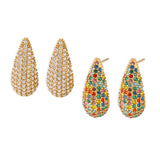 Stainless Steel Multicolor Teardrop CZ Earrings – PVD 18K Gold, Delicate & Non-Tarnish