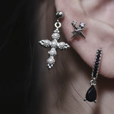 Dark Star Heart Cartilage Stud 925 Sterling Silver