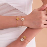 Double-Sided Engraved Five-Petal Flower Necklace & Bracelet – Stainless Steel, Delicate Design