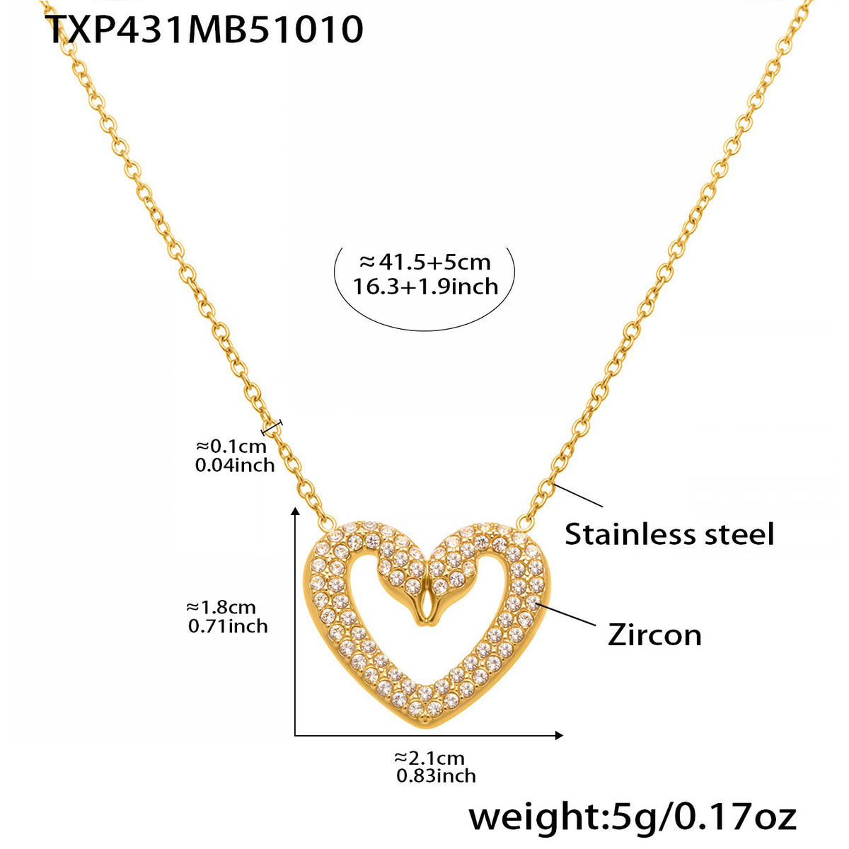 Swan & Heart CZ Jewelry Set – Stainless Steel Ring, Earrings & Necklace