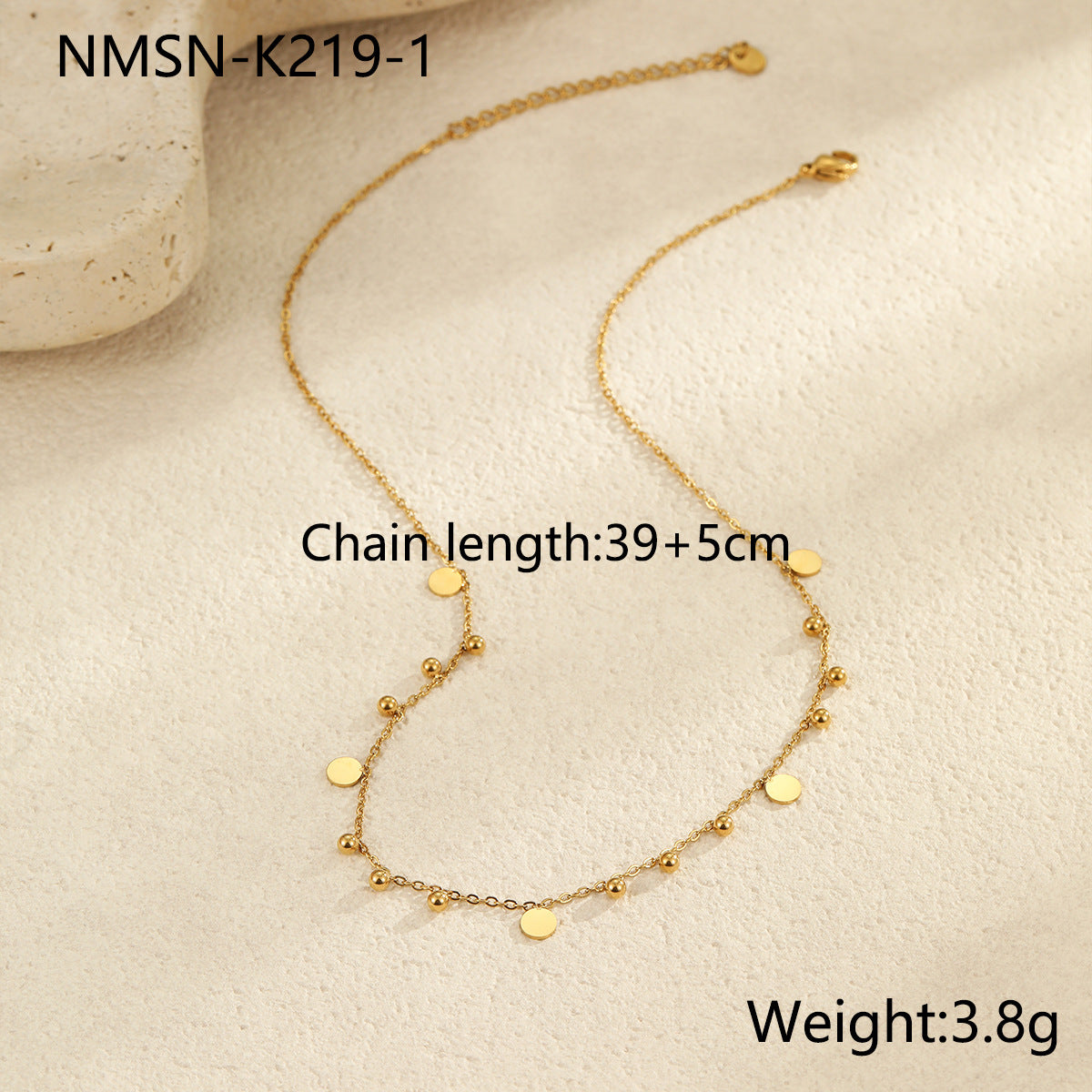 Minimalist Metal Disc & Bead Necklace – Titanium & Stainless Steel Jewelry