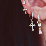 Pavé Diamond Cross Ear Cuff 925 Sterling Silver