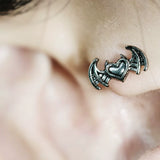 Dark Cross Wing Ear Stud 925 Sterling Silver