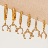 5A Zircon Horseshoe Hoop Earrings – PVD Gold Plated Stainless Steel, Minimalist Sparkling Pendant Jewelry