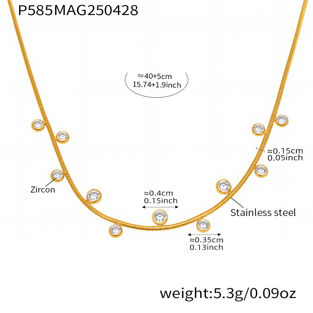 Stainless Steel Round CZ Necklace – 5A Zircon, Ultra Sparkly, Tarnish-Free Choker