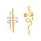 Stainless Steel Snake Ring – Minimalist Serpent Open Band, Adjustable Titanium Steel Statement Ring