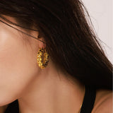 18K Gold Plated Stainless Steel Scales Hoop Earrings – Vacation Chic & Lightweight