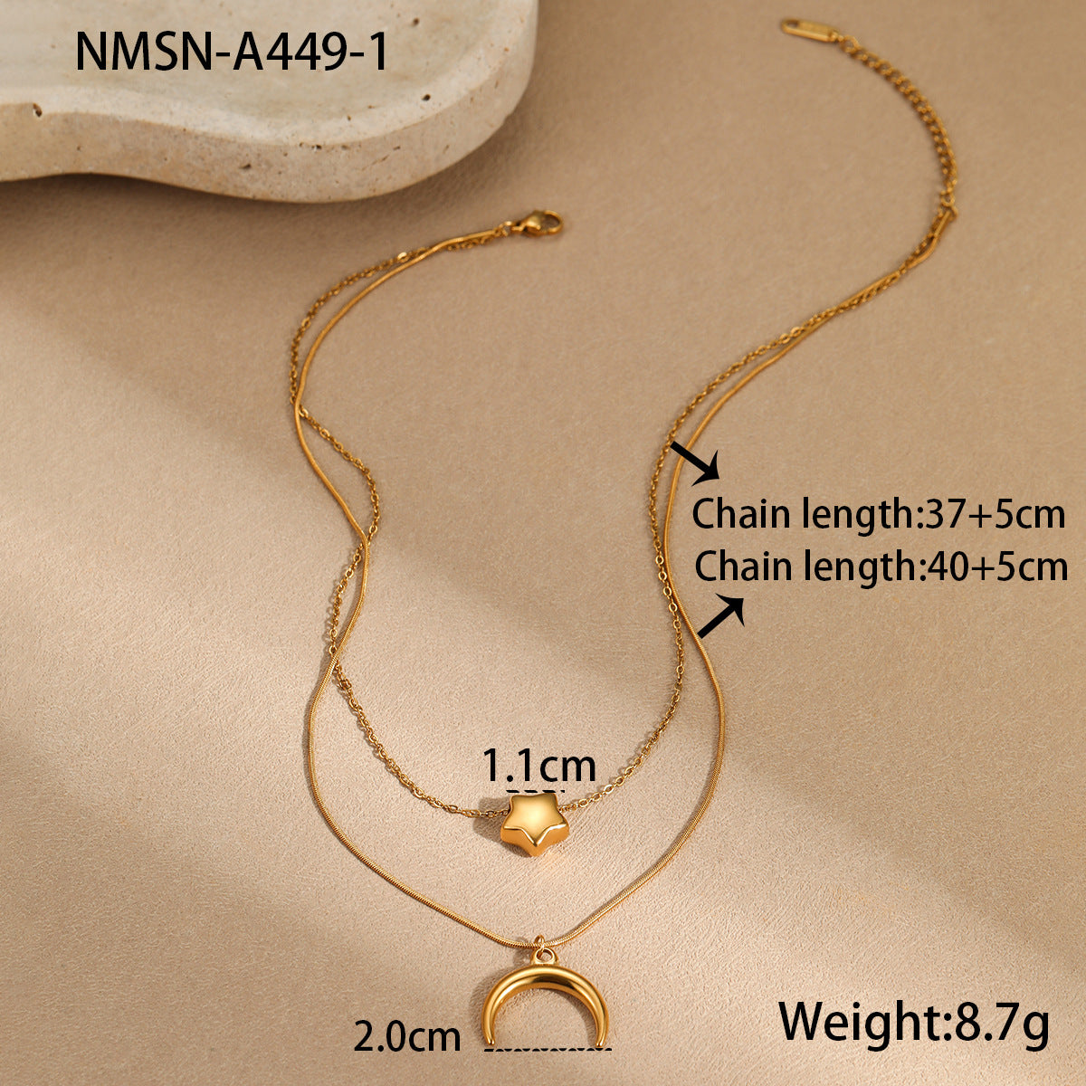 Layered Star & Moon Necklace – Stainless Steel Multi-Layer Choker