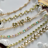 Misty Forest Olive Green Zircon Bracelet – Vintage-Inspired Forest Chic Luxury Jewelry