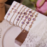 Original Purple Crystal Butterfly Bracelet – Vintage Inspired Dainty Zircon Jewelry, Unique Feminine Design