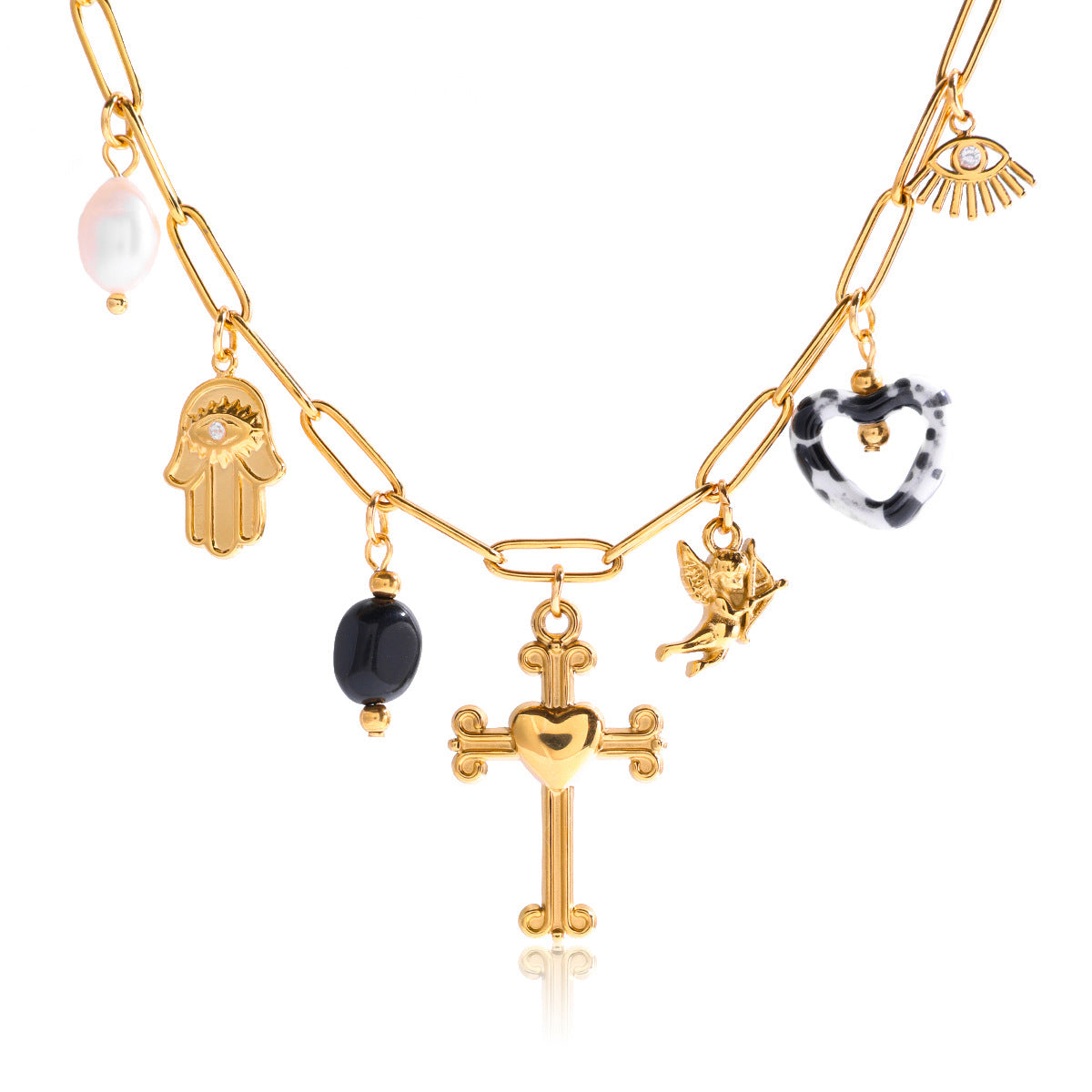 Vintage Freshwater Pearl Cross Necklace