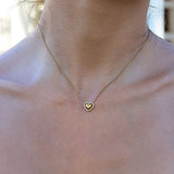 Hollow Heart Zircon Pendant Necklace – Minimalist Stainless Steel Jewelry for Women