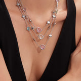 Faceted Glass Heart Pendant Necklace – 18K Gold Plated Stainless Steel, Dainty Minimalist Jewelry