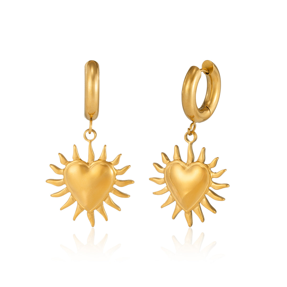 Gold & Silver Sun Heart Hoop Earrings