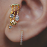 Shell Star Chain Cartilage Stud Sterling Silver