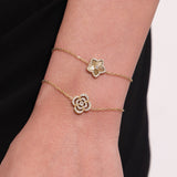 Clover & Star Zircon Necklace Bracelet – Stainless Steel, Dainty Layered Jewelry, Sparkling CZ Flowers