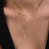 Chili Pepper & Bone Layered Necklace Bracelet – 5A Zircon Stainless Steel, Tarnish-Resistant, Dainty Layering Jewelry