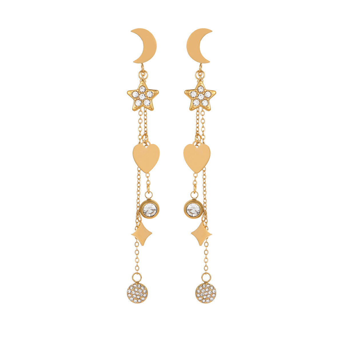Star Moon Tassel Earrings