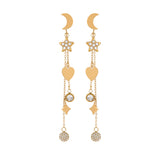 Star Moon Tassel Earrings