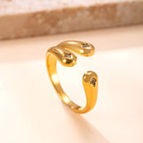 Crossover Open Ring for Women – Stainless Steel Adjustable Band with Cubic Zirconia, Modern Fashion Jewelry