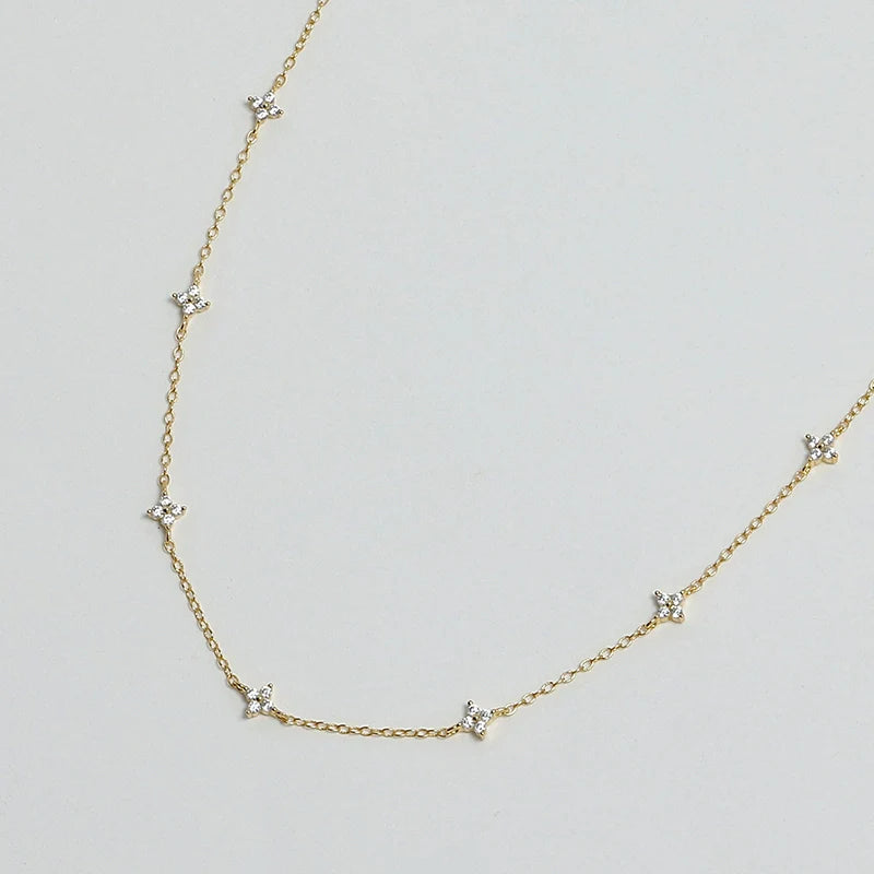 S925 Sterling Silver Mini Four Leaf Clover Necklace