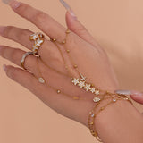 Luxury CZ Hand Chain Bracelet – 18K Gold-Plated Stainless Steel, Elegant Statement Jewelry