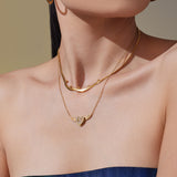 Layered Angel Wing Heart Necklace – 18K Gold-Plated, CZ Pendant with Blade Chain