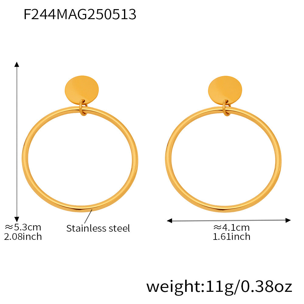 18K Gold Plated Stainless Steel Hoop Earrings – Trendy INS Circle Studs