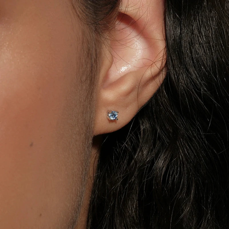 S925 Sterling Silver Moissanite Round Stud Earrings