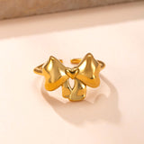 Stainless Steel Bow Knot Ring – Elegant Adjustable Titanium Steel Band, Chic Minimalist Jewelry for Women