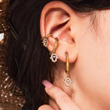 18K Gold Plated Evil Eye CZ Pendant Earrings – Sparkling Full Zircon Hoop Earrings, Minimalist INS Style Stainless Steel Jewelry