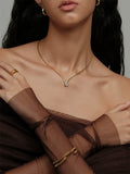 Trendy Snake Chain Necklace with Teardrop Cubic Zirconia