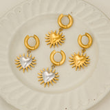 Gold & Silver Sun Heart Hoop Earrings